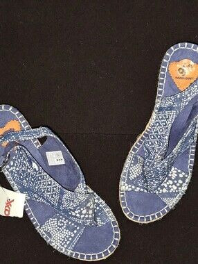 NWT Rocketdog Women's Blue/White Rope Espidrile Wedge Sandals Open Toe- Size 9.5